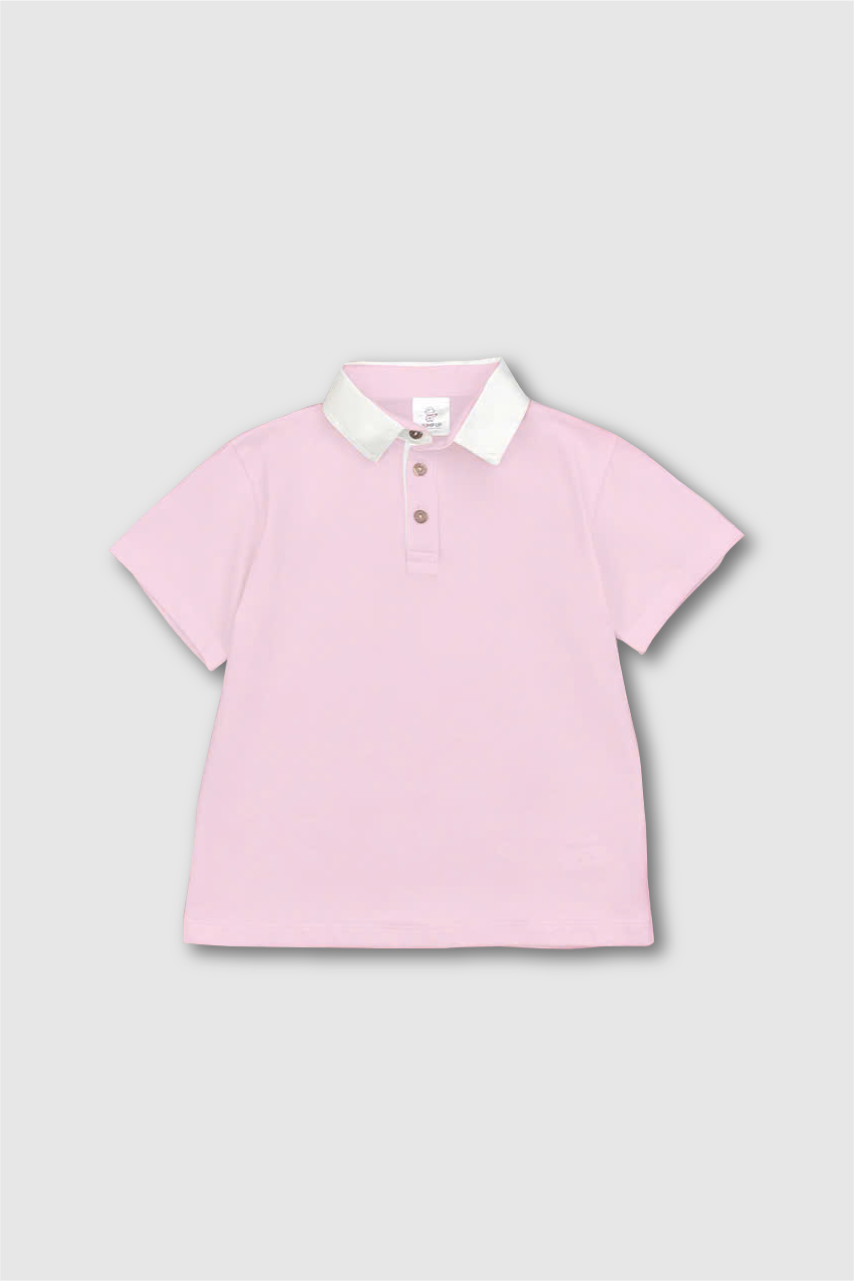 Áo polo hồng nhạt cổ trắng