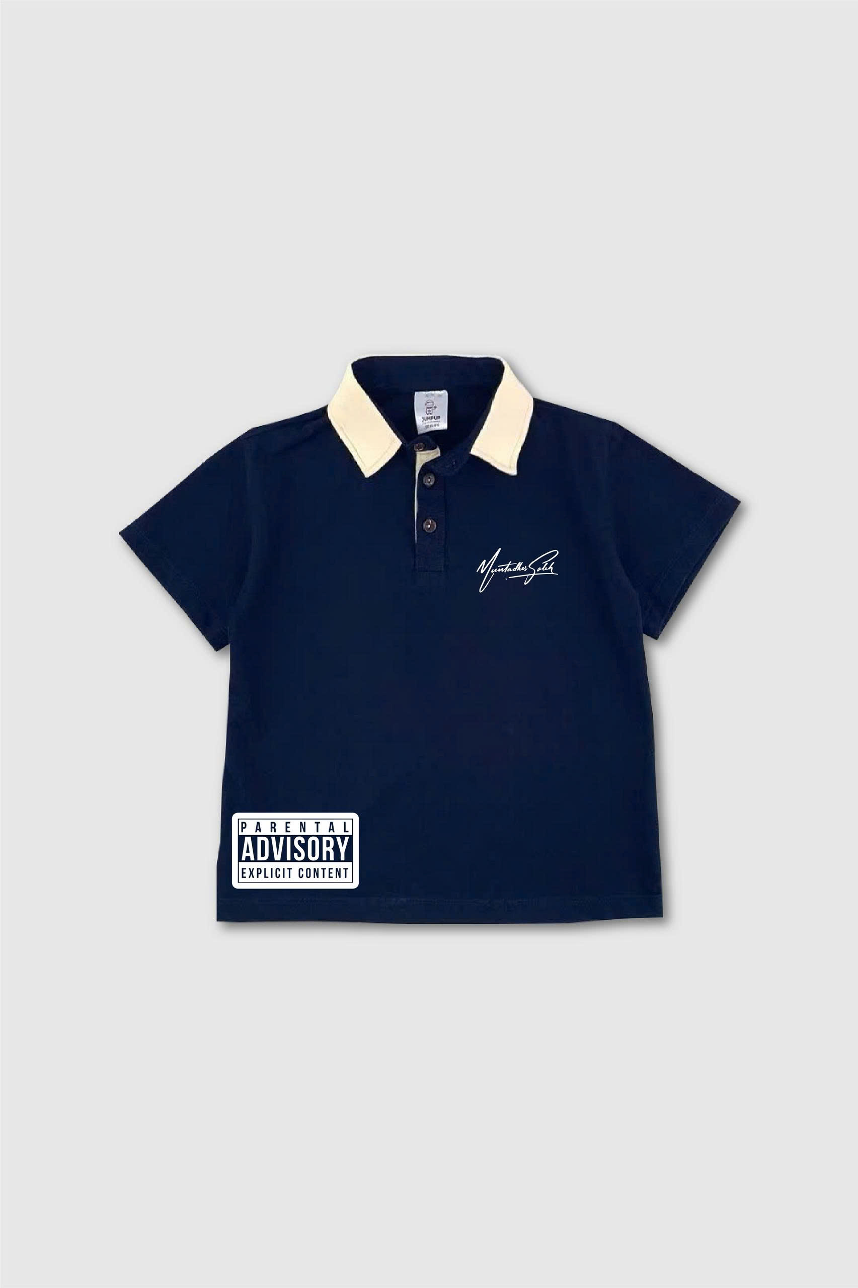 Áo polo màu xanh than phối cổ be