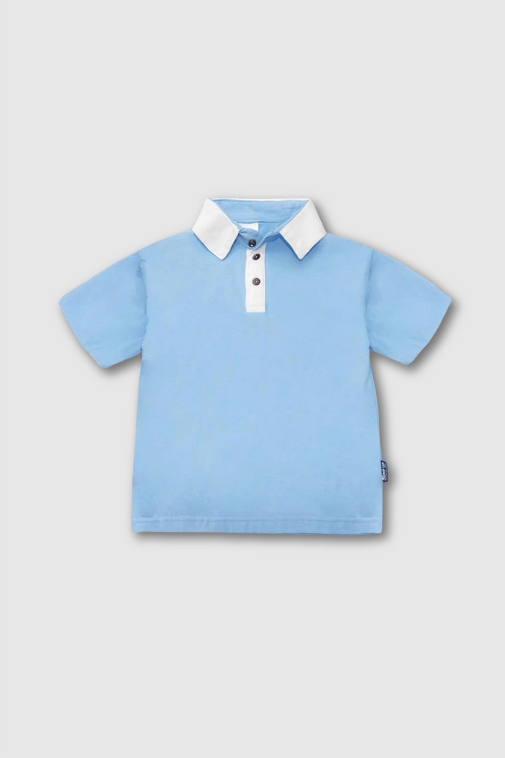 Áo polo xanh da trời cổ trắng