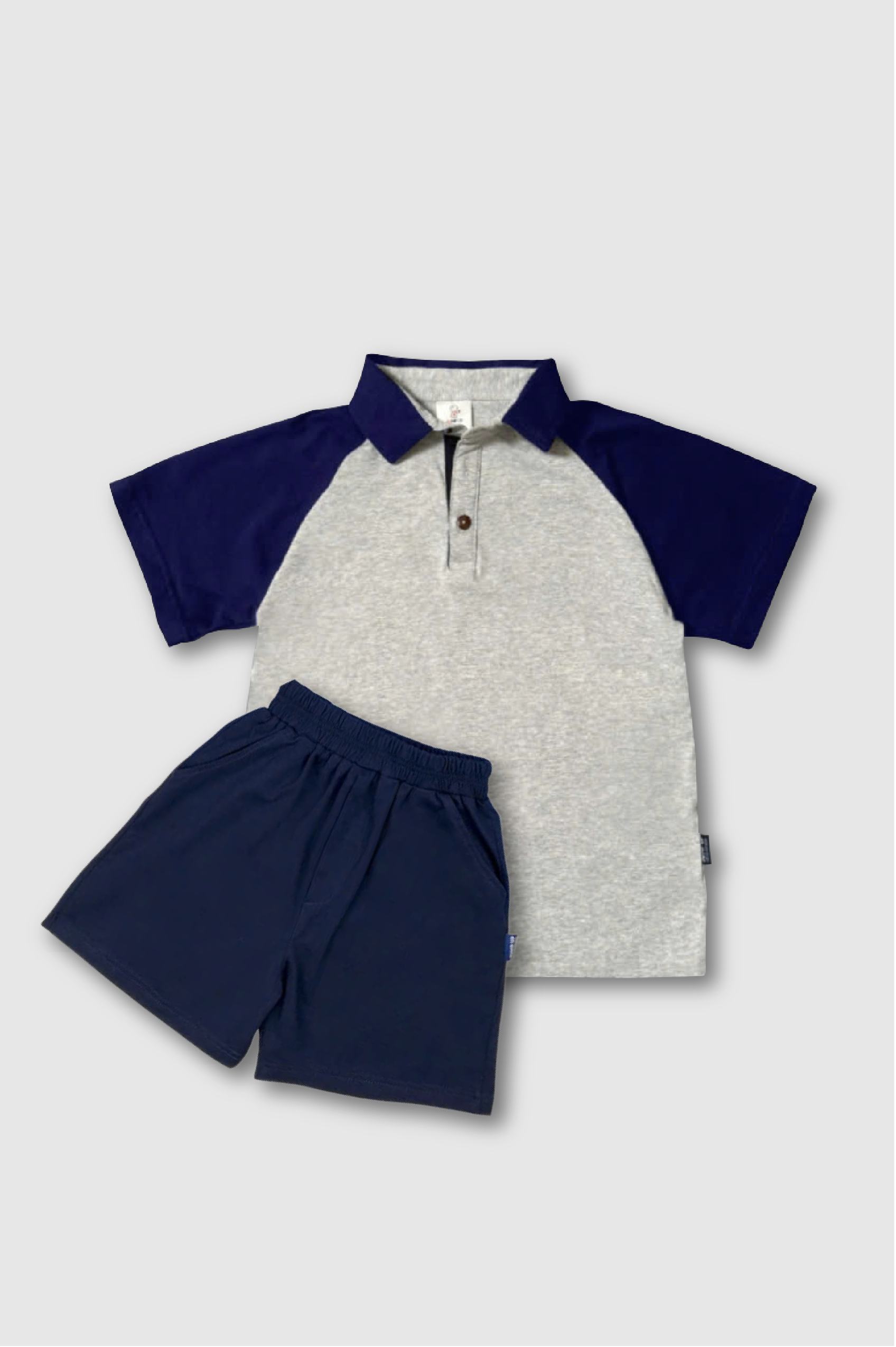 B3-Bộ Áo Polo Xám Cổ, Tay Than và Quần Xanh