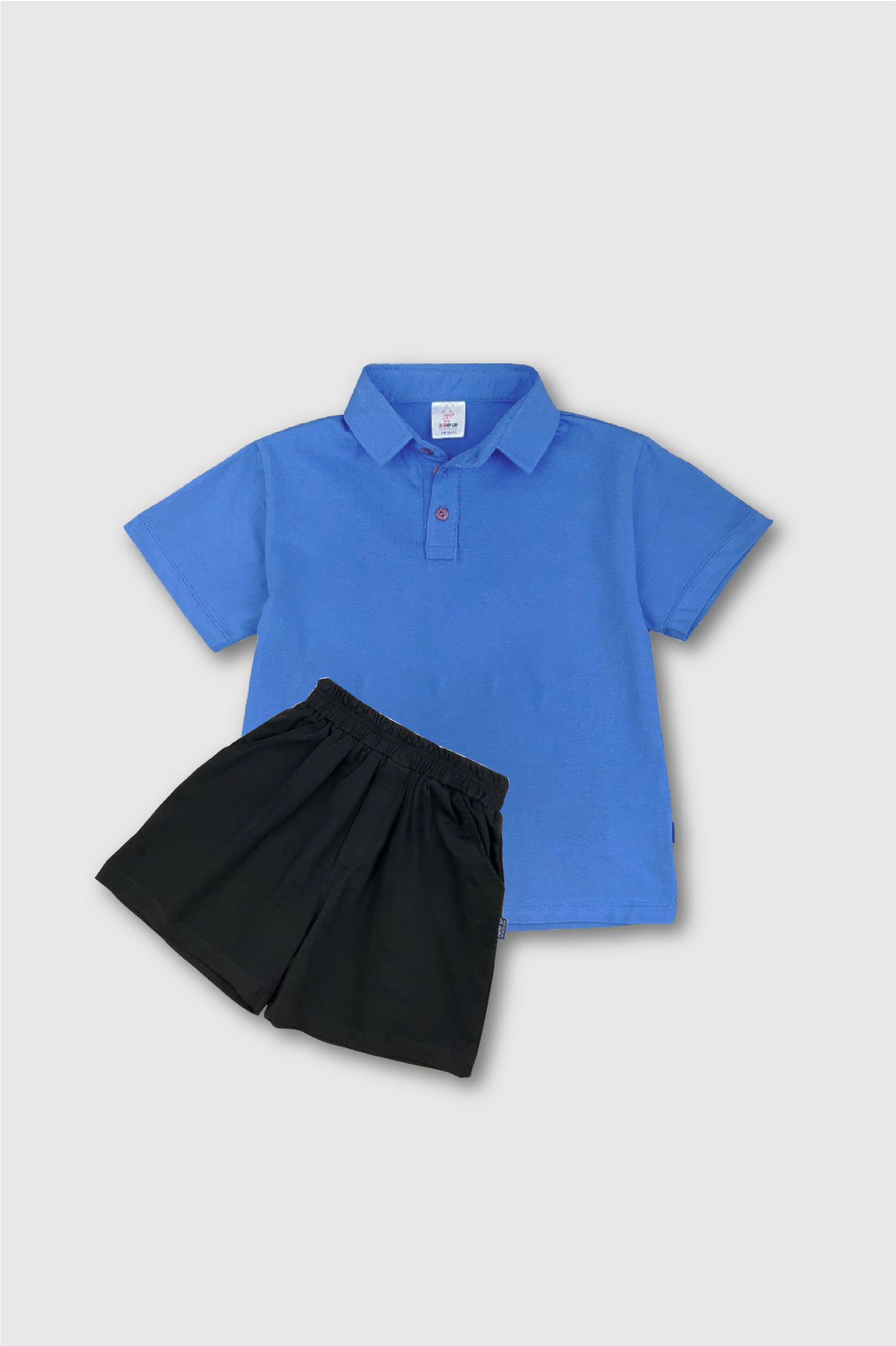 B42- Bộ Áo Polo Xanh Cobal Và Quần Đen