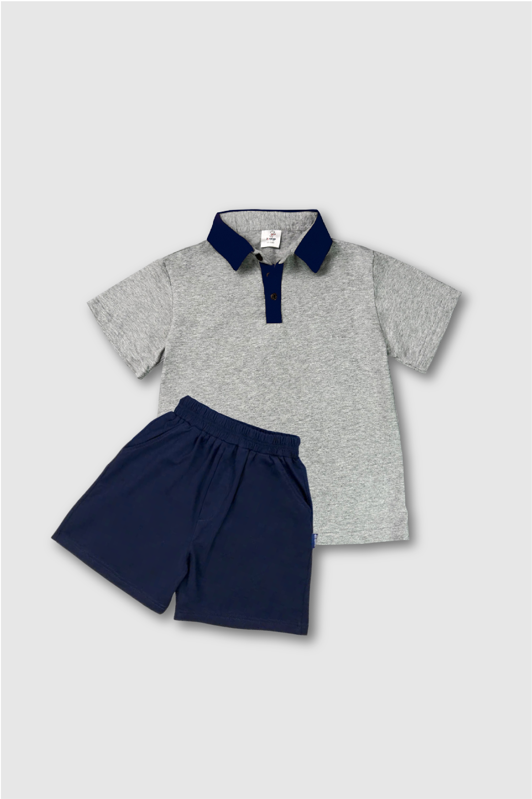 B6-Bộ áo polo xám cổ than và quần xanh