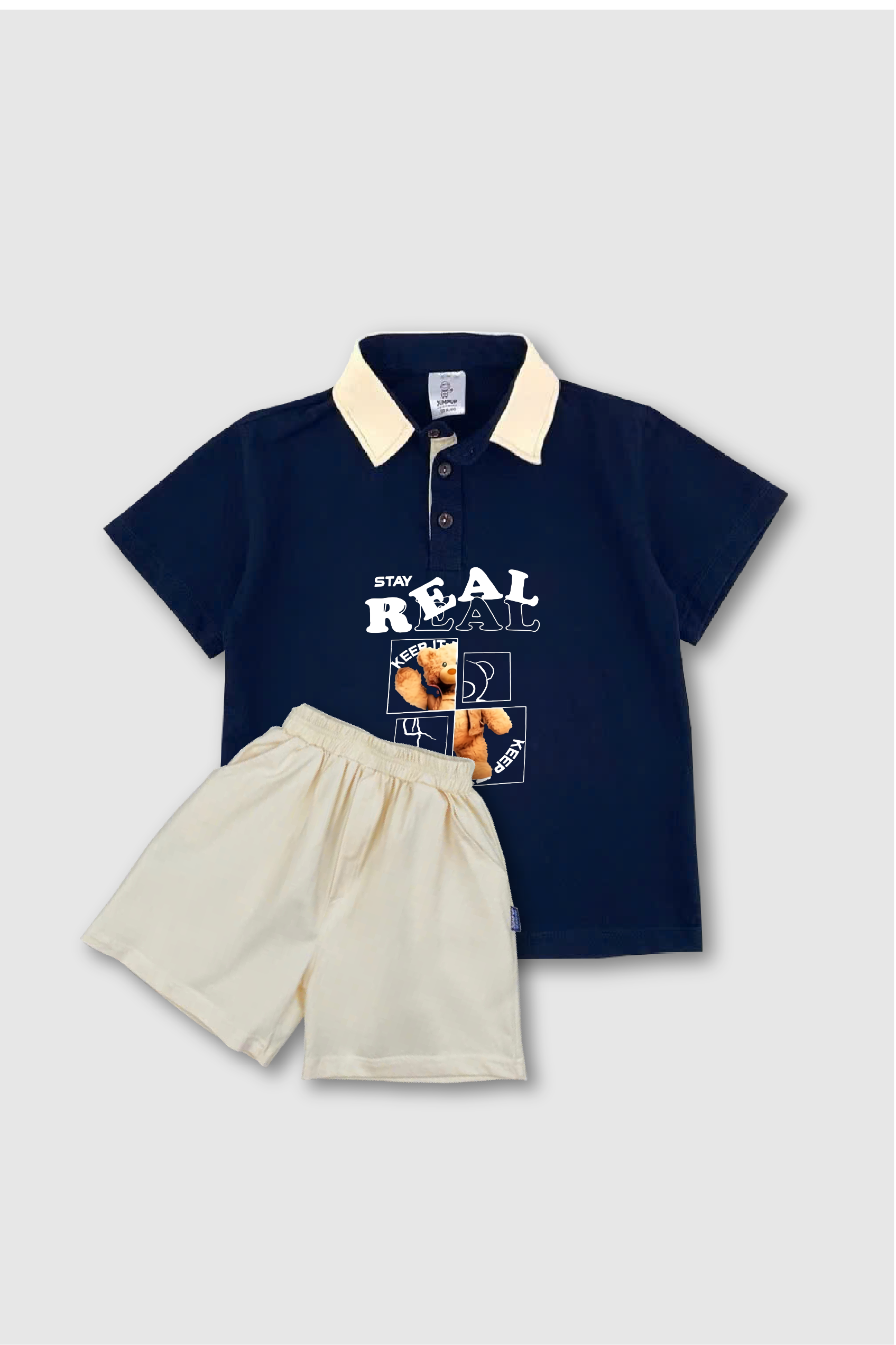 B66 - Set bộ áo than và quần be cho bé