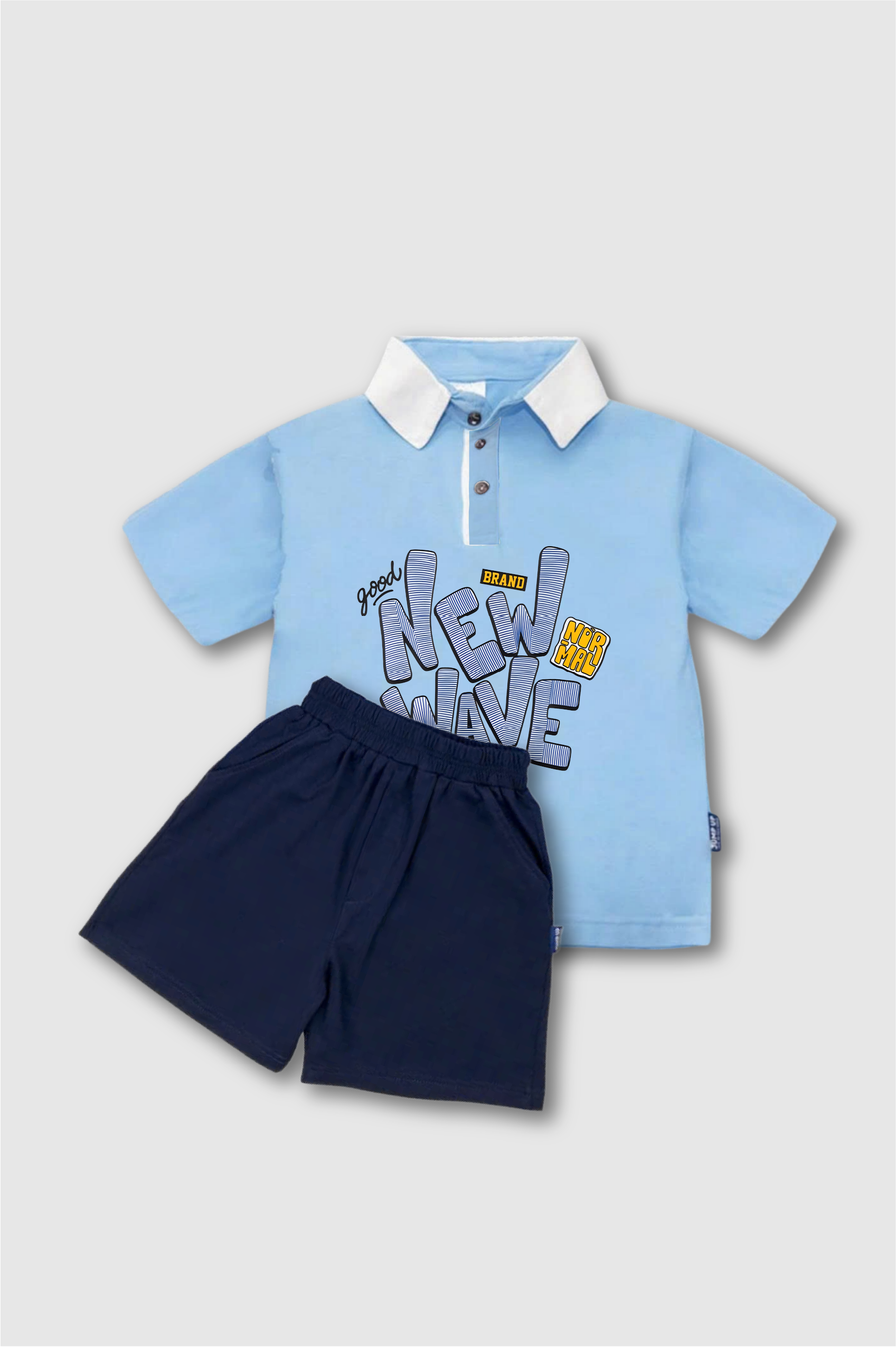 B78-Bộ Áo Polo Xanh Cổ Trắng Và Quần Xanh