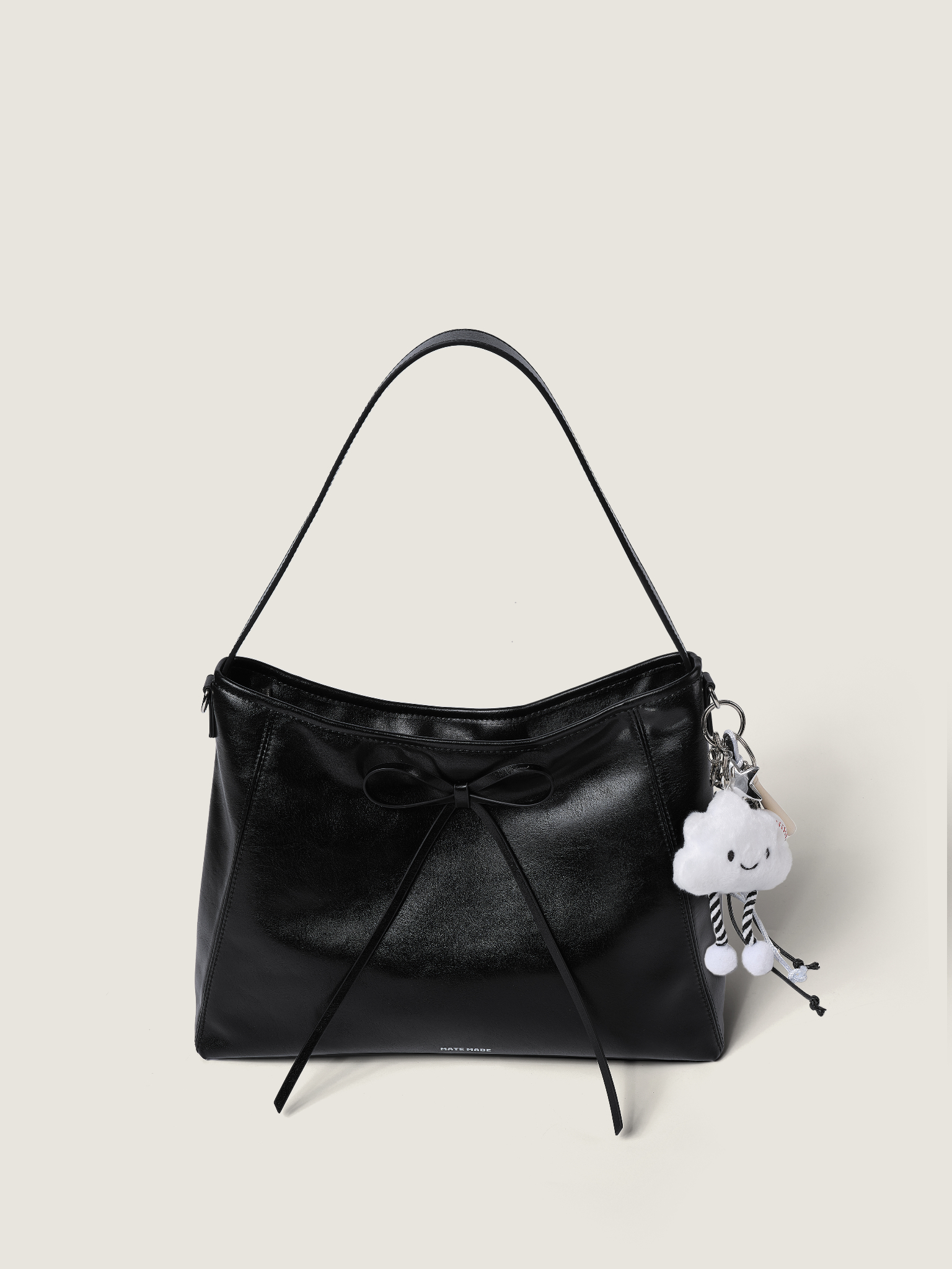 TOT Ribbon Tote Quai Đôi Sz 36 - Đen