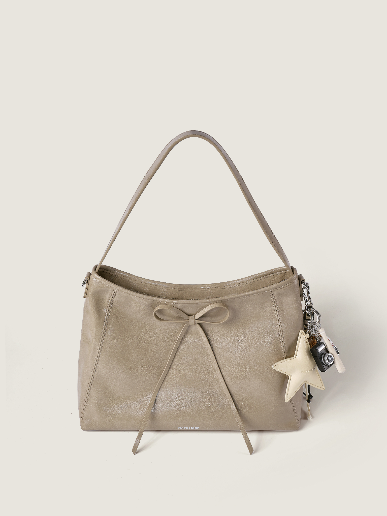 TOT Ribbon Tote Quai Đôi Sz 36 - Nâu