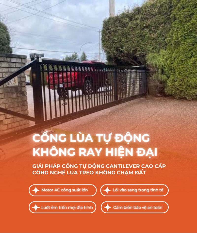 Cổng lùa tự động không ray cao cấp hiện đại