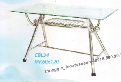 Bàn inox mặt kính chân chữ A TA - CBL34