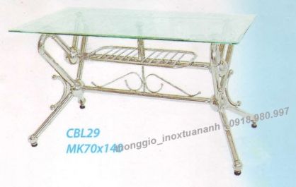 Bàn inox mặt kính chân tim TA - CBL29