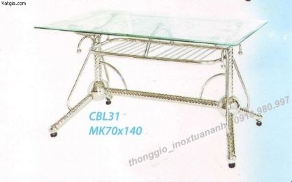 Bàn inox mặt kính chân phụng hoàng TA - CBL31