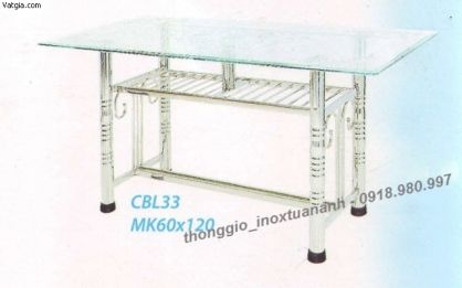 Bàn inox mặt kính chân trụ TA - CBL33