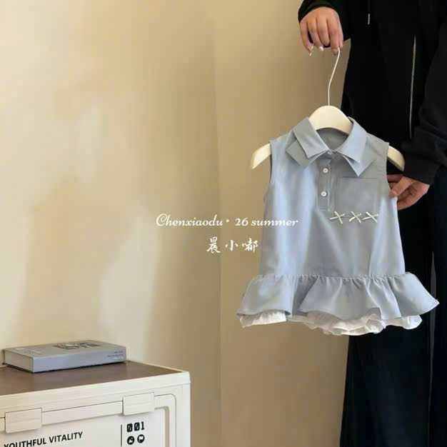 26026 xanh cổ polo nơ