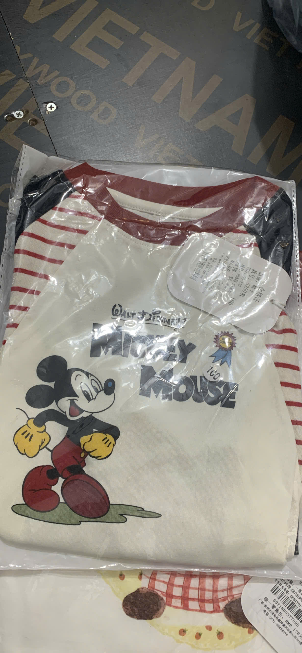 5259 áo dài mickey kẻ