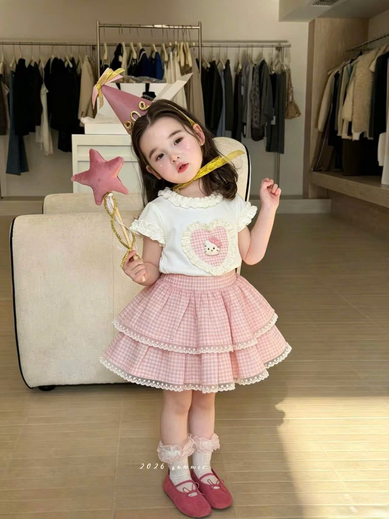 6519 set kitty hồng bé gái
