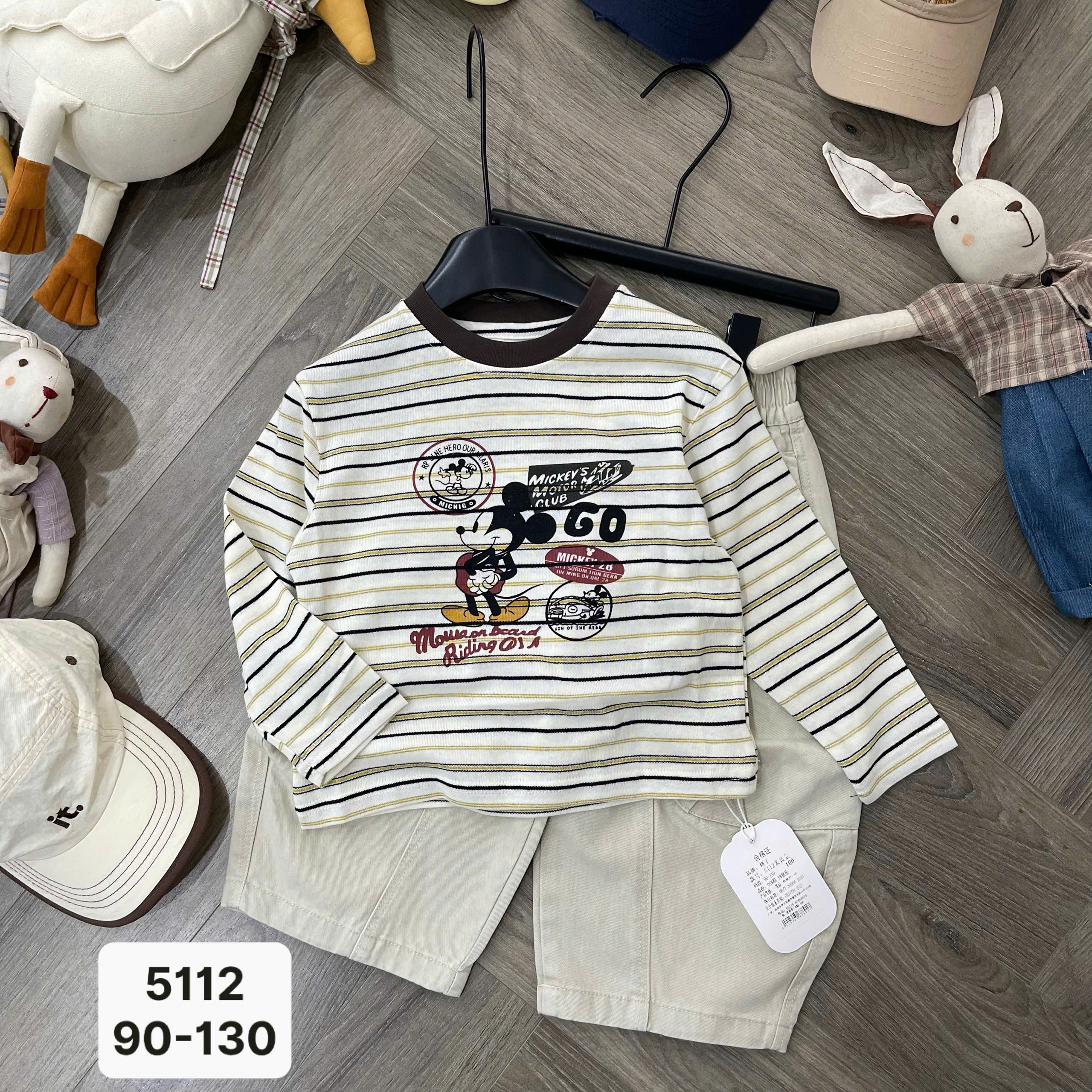 Áo mickey kẻ nâu 5112