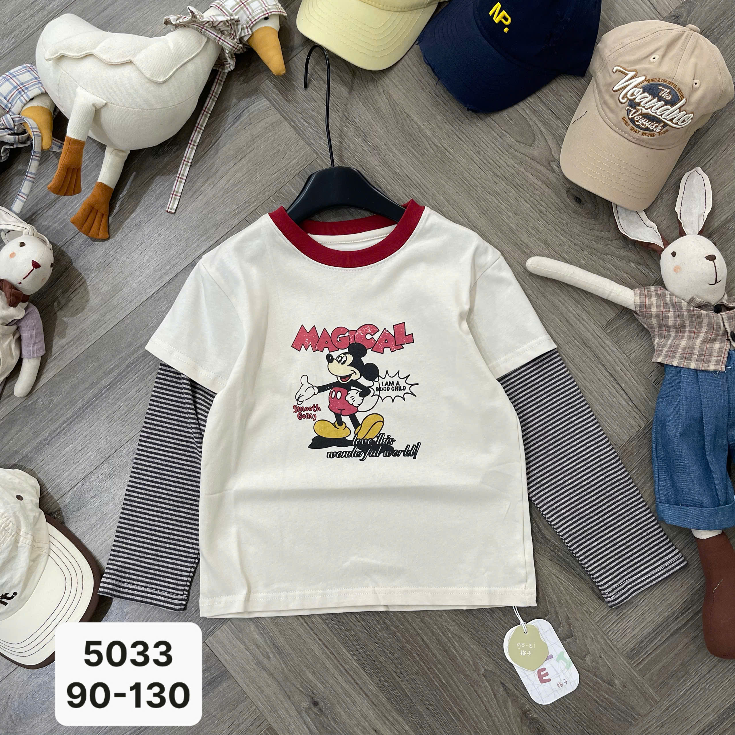 Áo mickey tay kẻ 5033