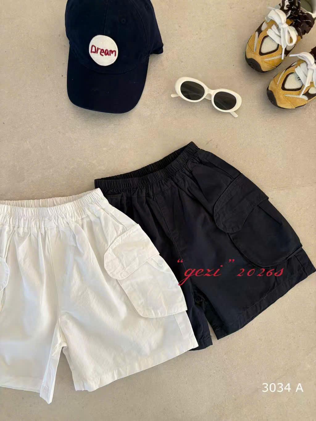 O263034 quần thô túi hộp trơn