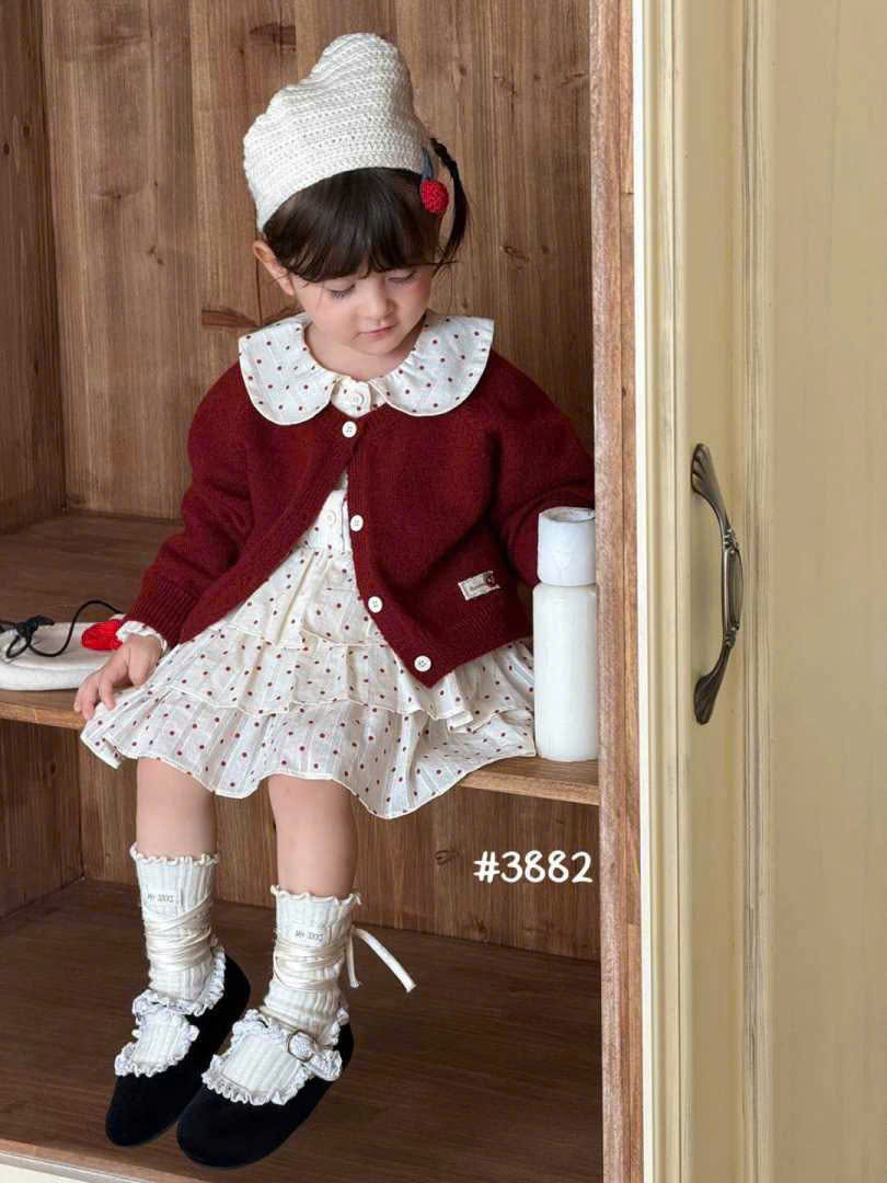 Set váy 2ct cardigan đỏ S3882