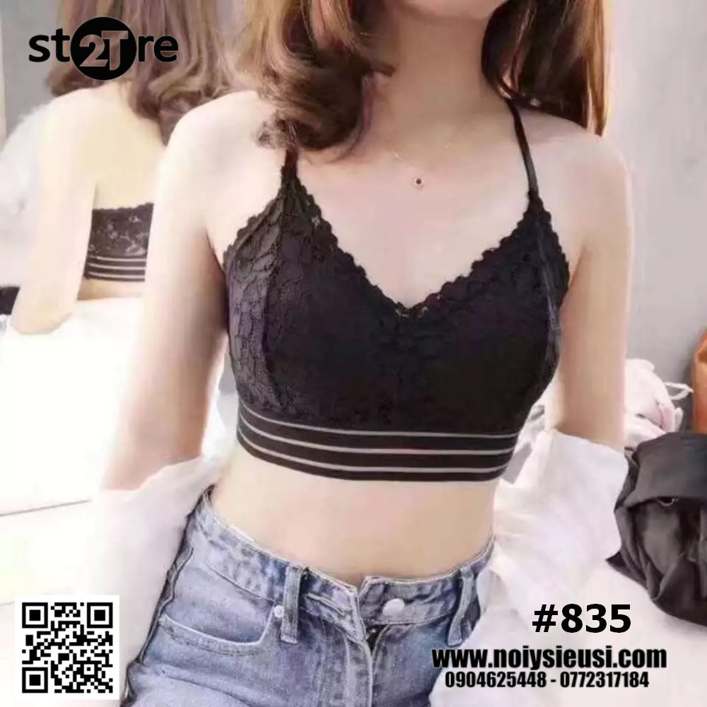 Áo lót Bralette ren hoa sọc ngang 2 dây mút mõng cài sau 3 móc BRALETTE835 - noiysieusi.com