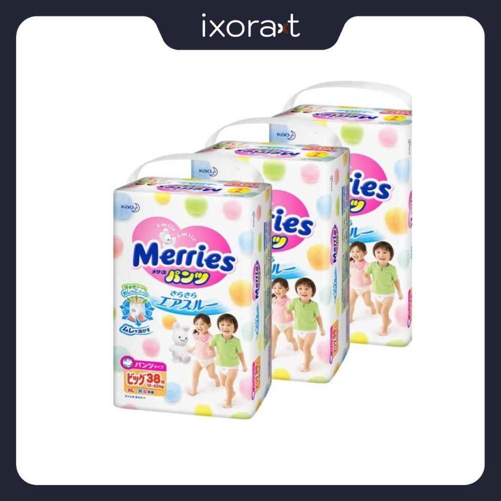 Bỉm Tã Quần Merries Size XL 12 - 22kg (38 Miếng)