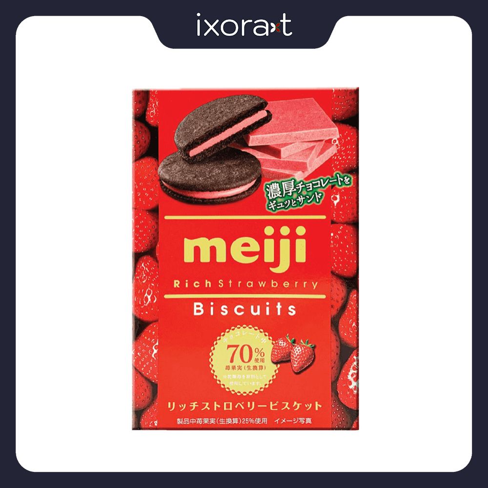 Bánh Quy Socola Đắng Vị Dâu Rich Strawberry Meiji 70% 32g