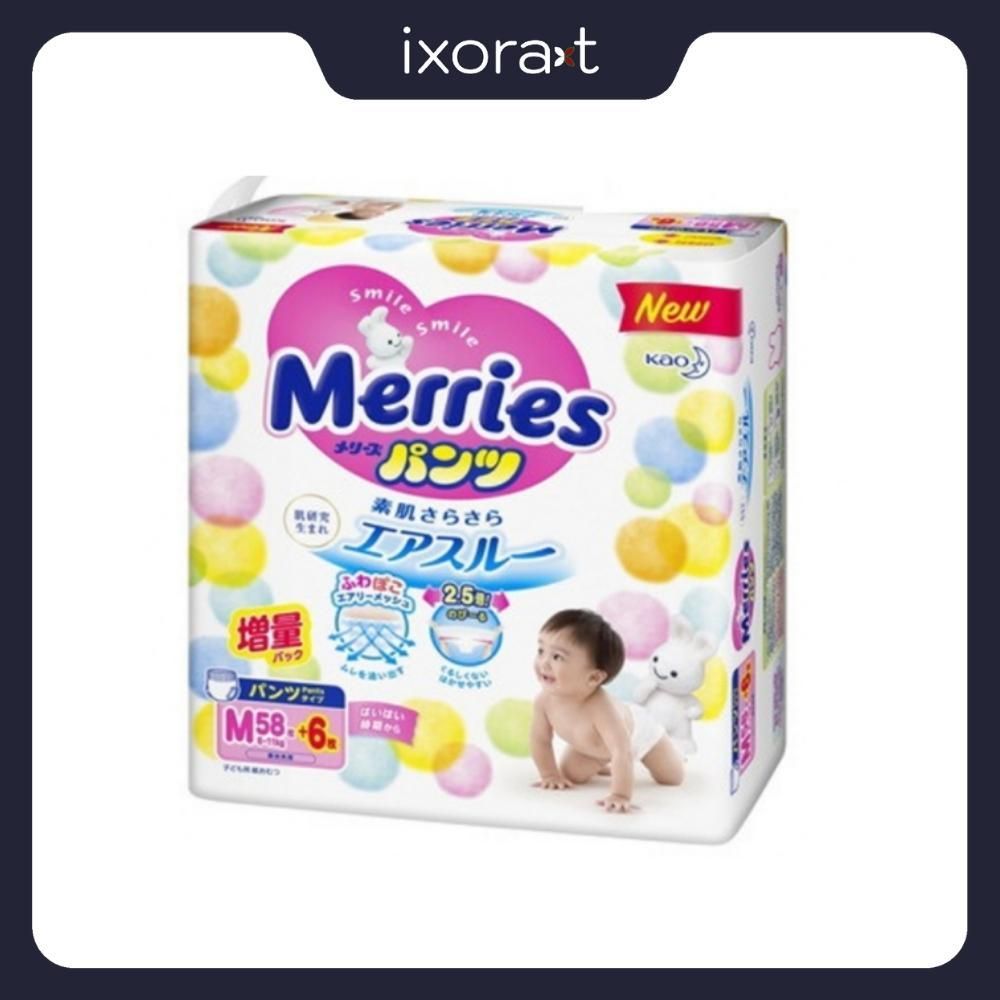 Bỉm - Tã Quần Merries Size M 58 Miếng (Cho Bé 6-11kg)