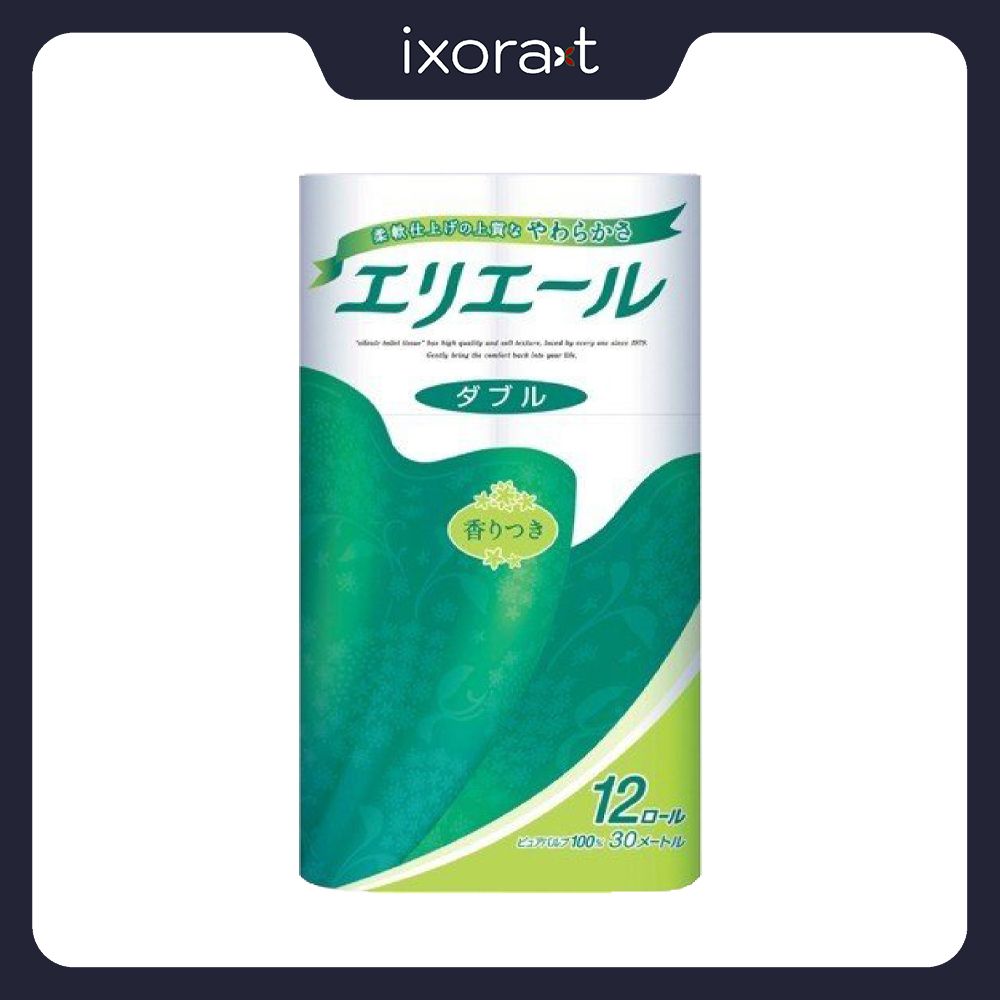 Lốc 12 Cuộn Giấy Vệ Sinh Daio Elleair Double (Xanh Lá)