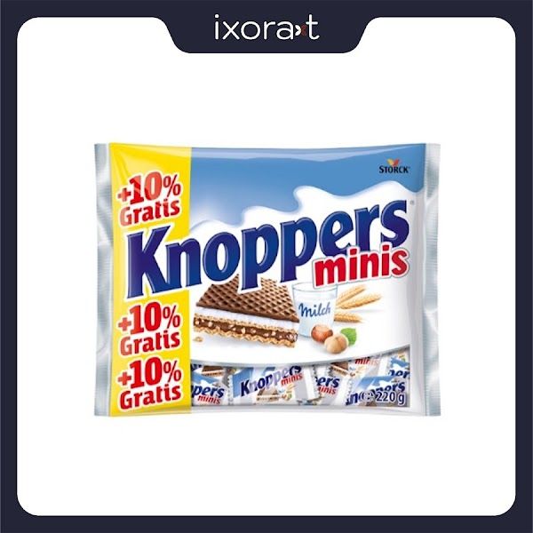 Bánh xốp Knoppers minis hạt dẻ phủ socola 220g