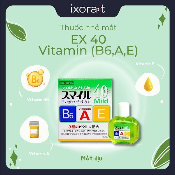 Thuốc nhỏ mắt EX 40 (Vitamin B6,A,E)_hộp xanh lá