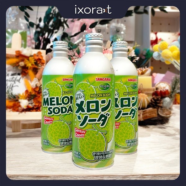 Sangaria Nước ngọt có ga vị Melon soda Chai nhôm 500ml