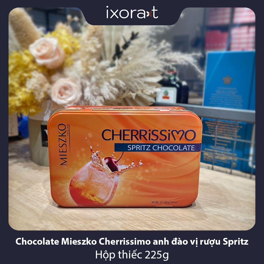 SALE Chocolate Mieszko Cherrissimo anh đào vị rượu Spritz 225g (hộp thiếc)