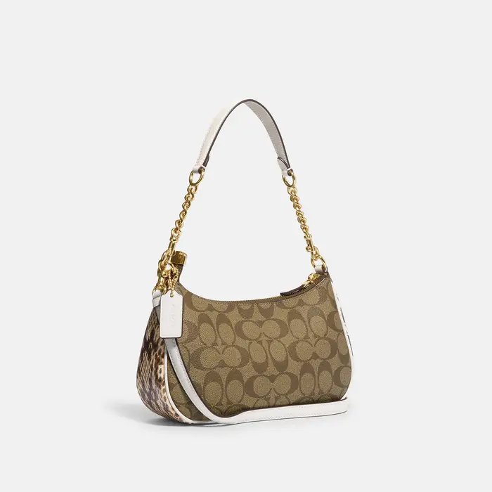 Coach CC323 Teri Shoulder Bag In Signature Canvas Khaki Saddle 1.jpg