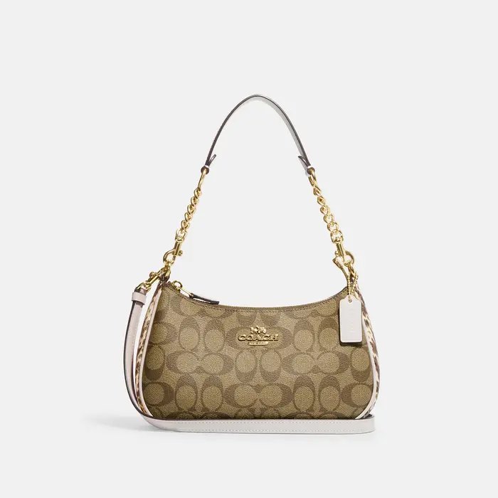 Coach CC323 Teri Shoulder Bag In Signature Canvas Khaki Saddle 1.jpg