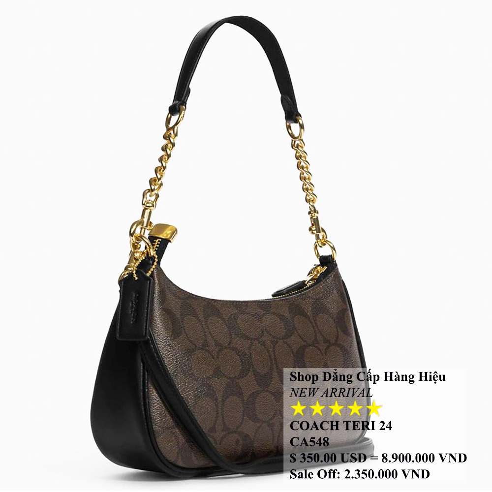 Coach CA548 Teri Shoulder Bag In Signature Canvas Brown Black 12.jpg