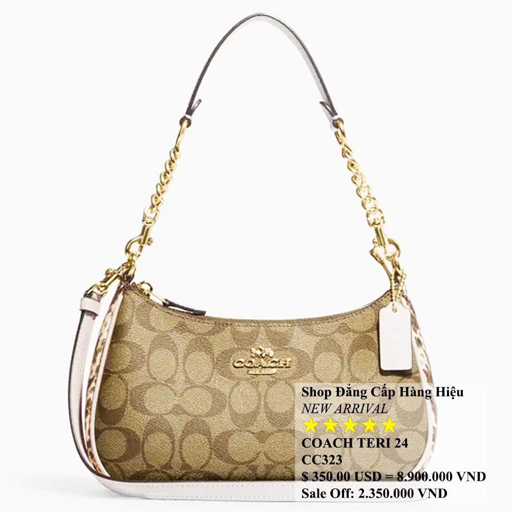 Coach CC323 Teri Shoulder Bag In Signature Canvas Khaki Saddle 14.jpg