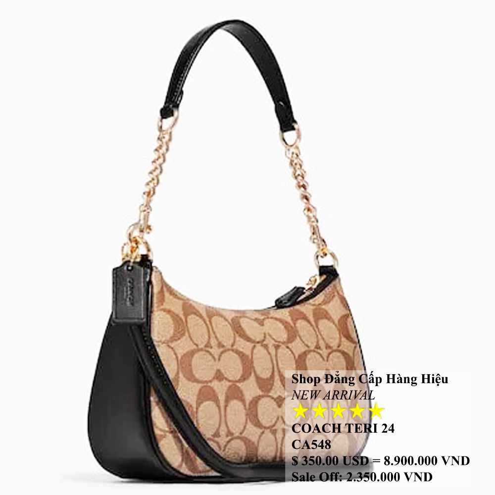 Coach CA548 Teri Shoulder Bag In Signature Canvas Khaki Black 14.jpg