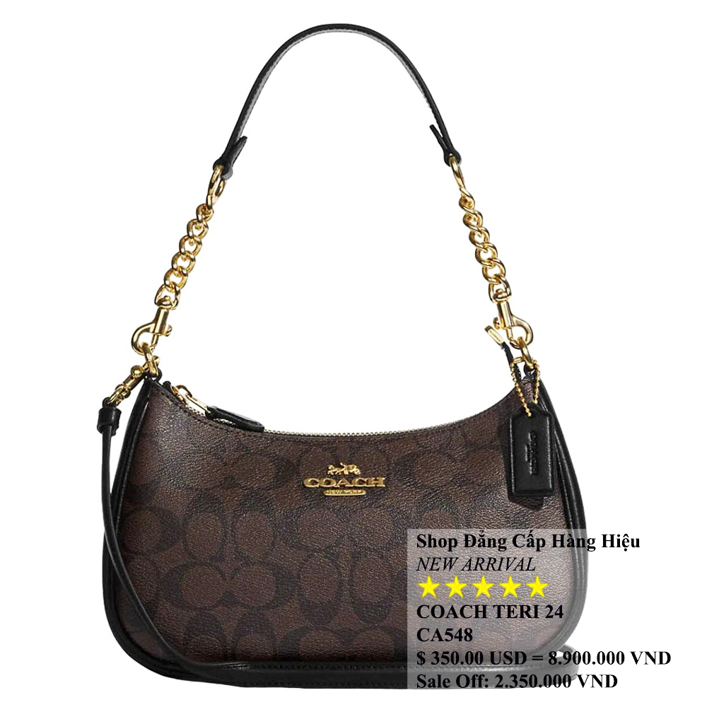 Coach CA548 Teri Shoulder Bag In Signature Canvas Brown Black 12.jpg