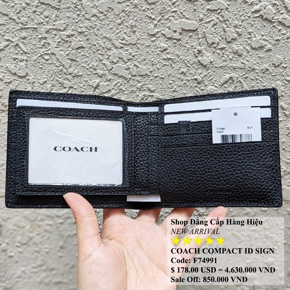 Coach F74991 Double Billfold Leather Black 01.jpg