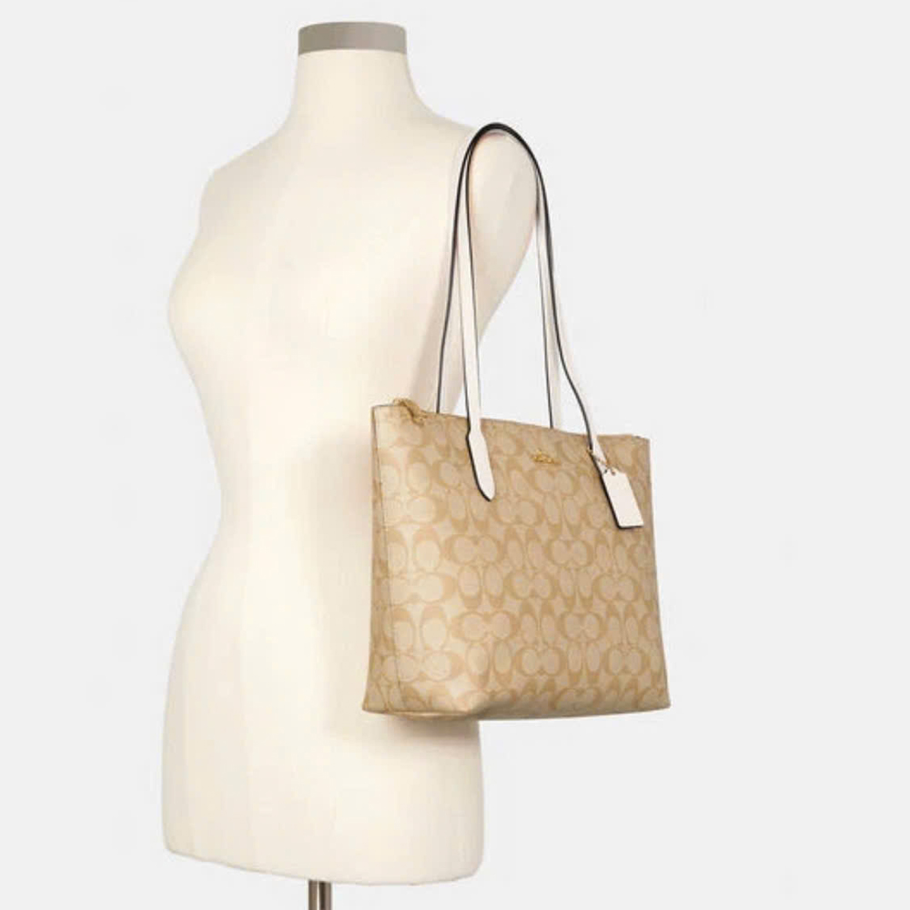 Túi Coach 4455 Zip Top Tote Signature Canvas Light Khaki 21.jpg