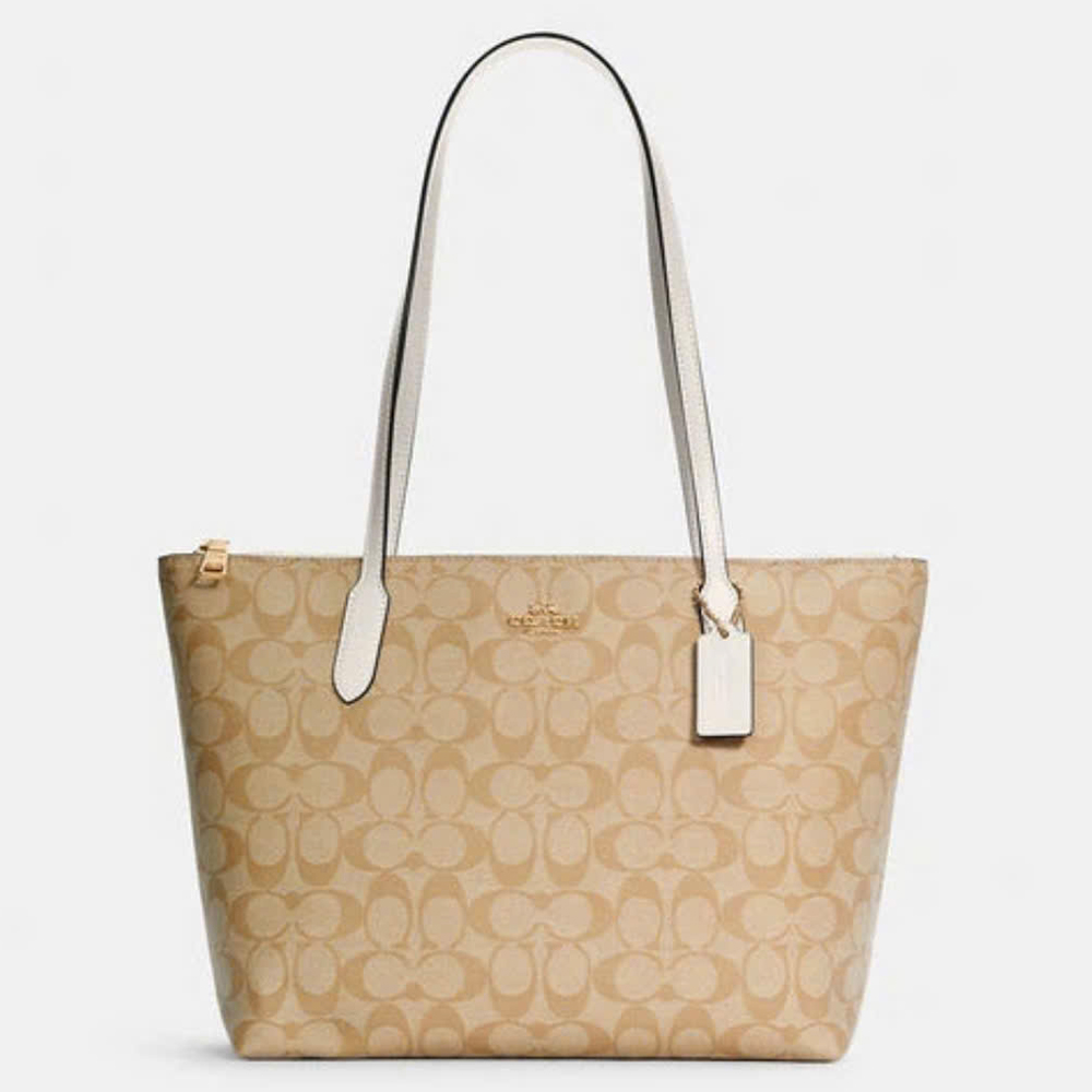 Túi Coach 4455 Zip Top Tote Signature Canvas Light Khaki 21.jpg