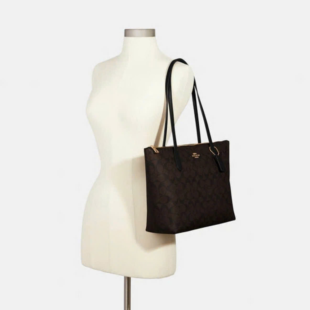 Túi Coach 4455 Zip Top Tote Signature Canvas Brown Black 21.jpg