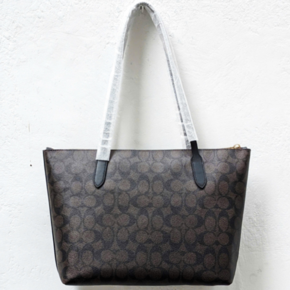 Túi Coach 4455 Zip Top Tote Signature Canvas Brown Black 21.jpg