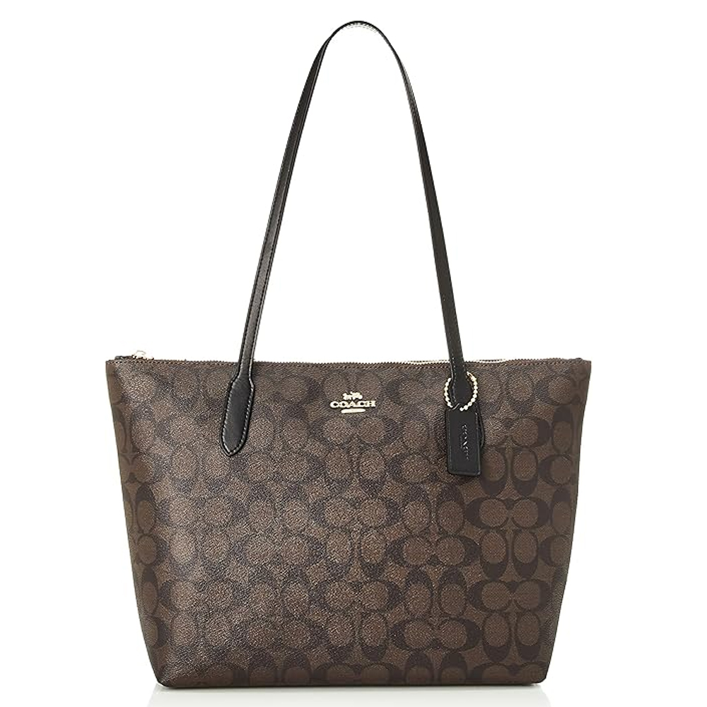 Túi Coach 4455 Zip Top Tote Signature Canvas Brown Black 21.jpg