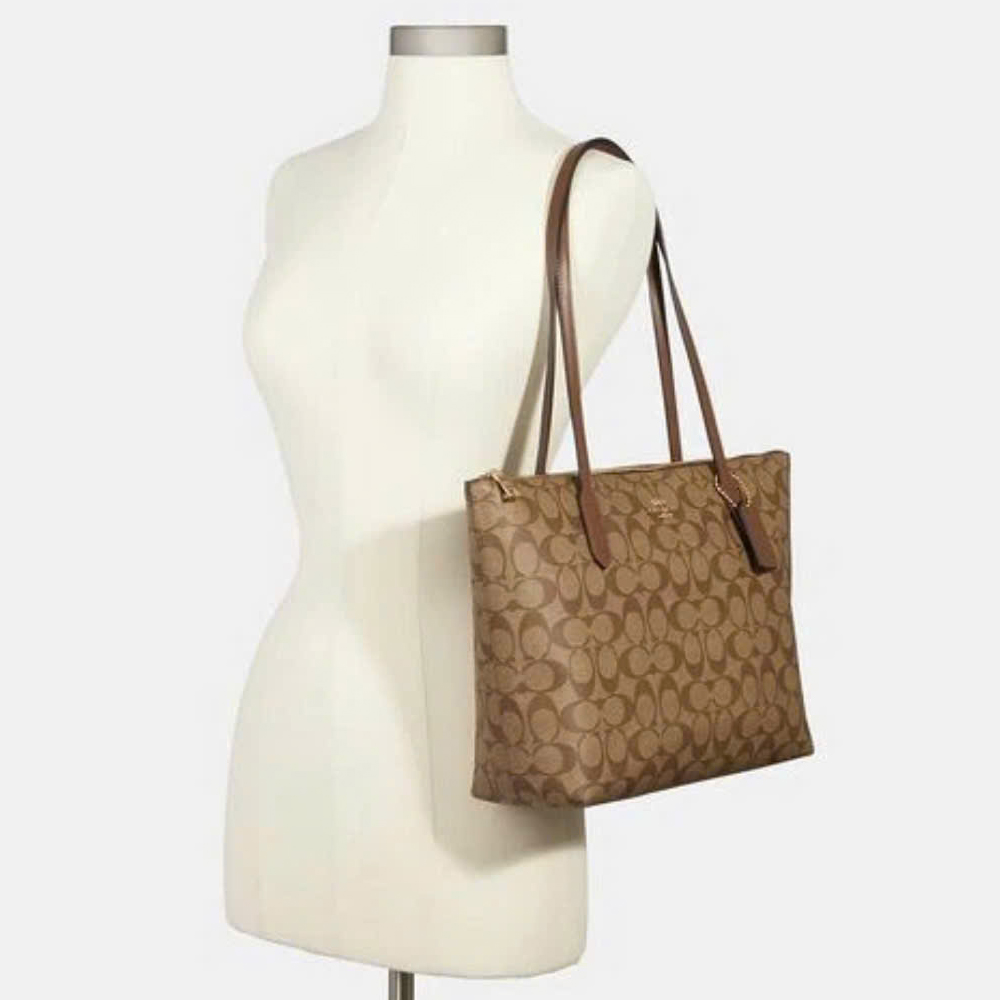 Túi Coach 4455 Zip Top Tote Signature Canvas Khaki 21.jpg