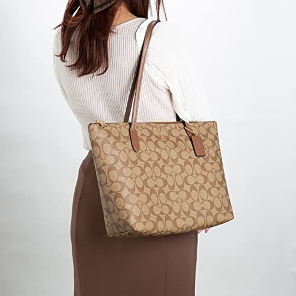 Túi Coach 4455 Zip Top Tote Signature Canvas Khaki 21.jpg