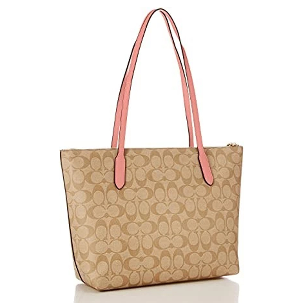 Túi Coach 4455 Zip Top Tote Signature Canvas Light Khaki Bubblegum 21.jpg