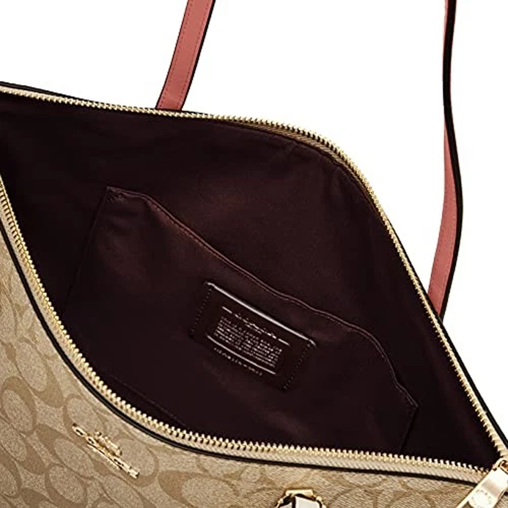Túi Coach 4455 Zip Top Tote Signature Canvas Light Khaki Bubblegum 21.jpg