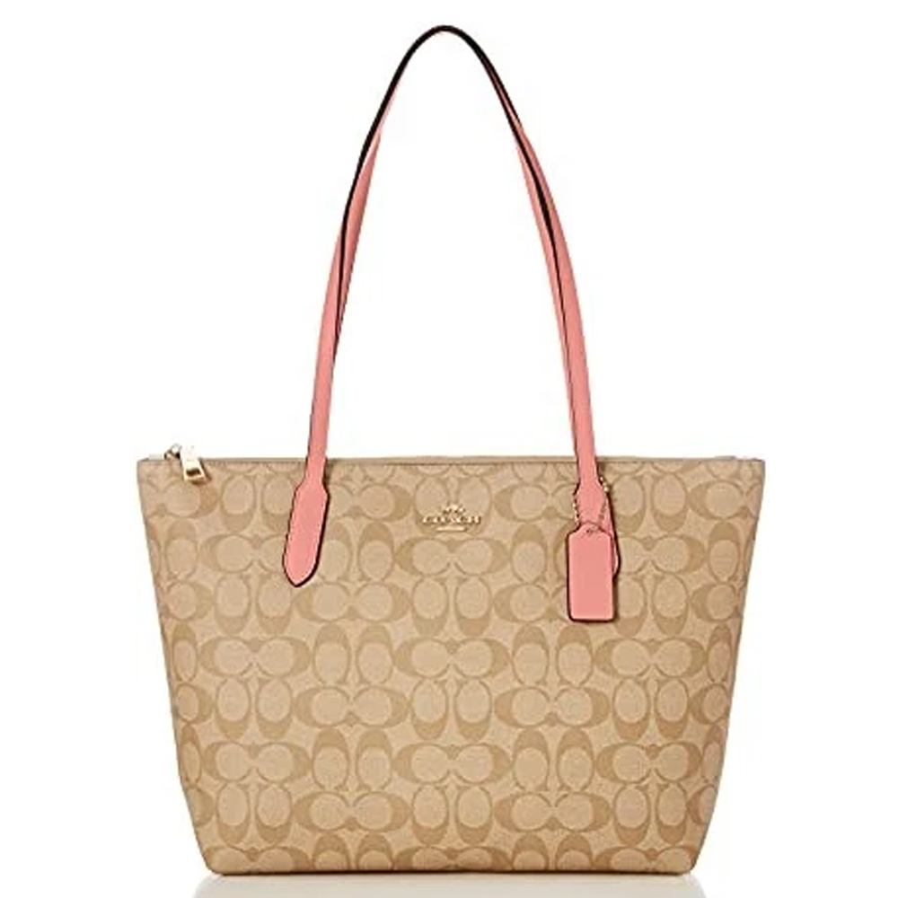 Túi Coach 4455 Zip Top Tote Signature Canvas Light Khaki Bubblegum 21.jpg