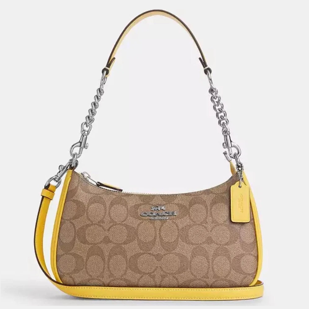 Coach CA548 Teri Shoulder Bag in Signature Canvas Khaki Yellow 21.jpg