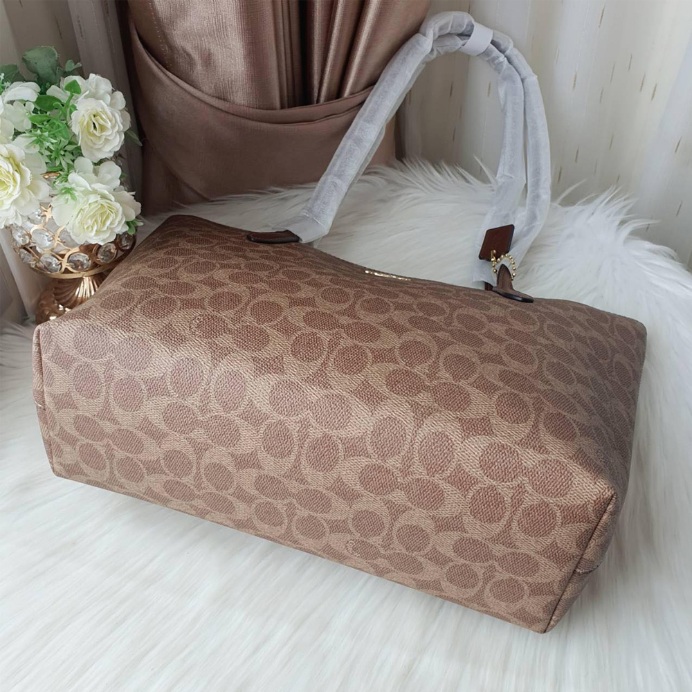 Coach CBT20 Zip Top Tote Tan Brown 1.jpg